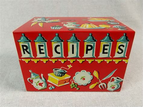 stylecraft metal recipe box|Vintage Stylecraft of Baltimore No. 819 Metal RECIPE Box w/ .